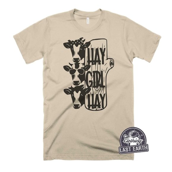 Hay Girl Shirt, Funny Heifer T Shirt, Cow Bandana T Shirt Herd That Cows - Picture 1 of 2